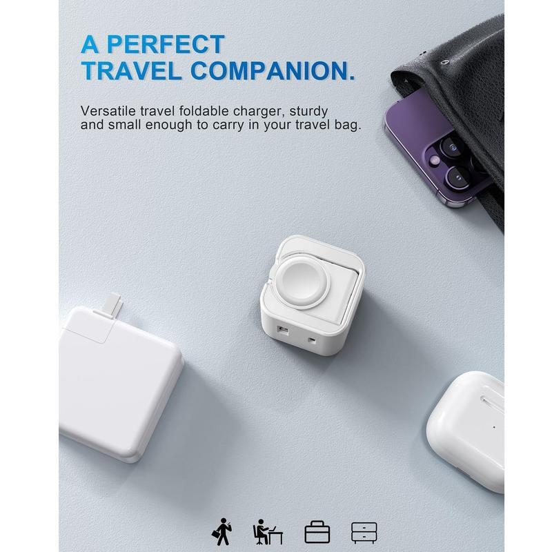 36W for Apple Charging Block with Built-In Watch Charger, Foldable PD Fast Charger Block for Iphone, Dual Ports Wall Charger, Compatible with Apple Watch Iphone Airpods