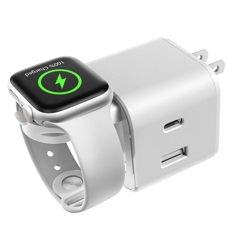 36W for Apple Charging Block with Built-In Watch Charger, Foldable PD Fast Charger Block for Iphone, Dual Ports Wall Charger, Compatible with Apple Watch Iphone Airpods