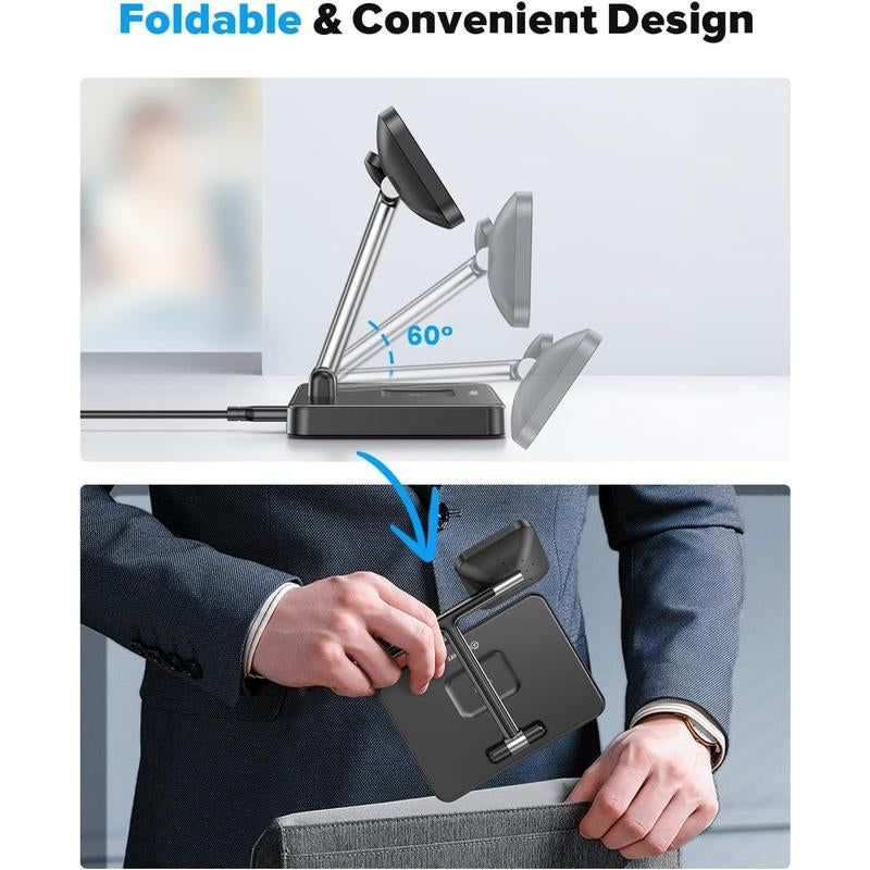 3 in 1 Foldable Station for Mag-Safe for 16/15/14/13/12,For Iwatch Series & Airpods - Fast Stand with N52 & Safety Protections