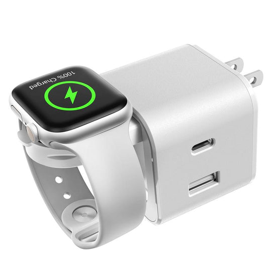 36W for Apple Charging Block with Built-In Watch Charger, Foldable PD Fast Charger Block for Iphone, Dual Ports Wall Charger, Compatible with Apple Watch Iphone Airpods